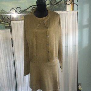 Banana Republic Gold Knit Dress with Sweater